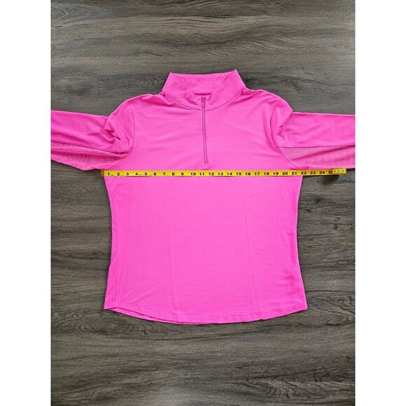 IBKUL Women's Hot Pink Solid Long Sleeve Quarter Zip Top Size X-Large - Picture 10 of 12